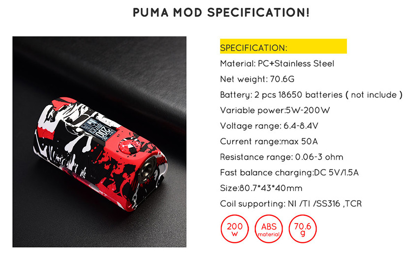 Puma 200W Box Mod By Vapor Storm
